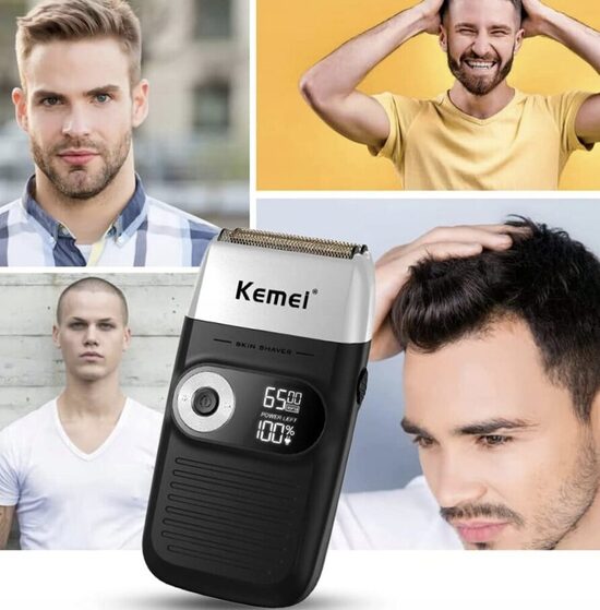 Barzdos ir plaukų skutimo mašinėlė su dėklu Kemei KM-2026